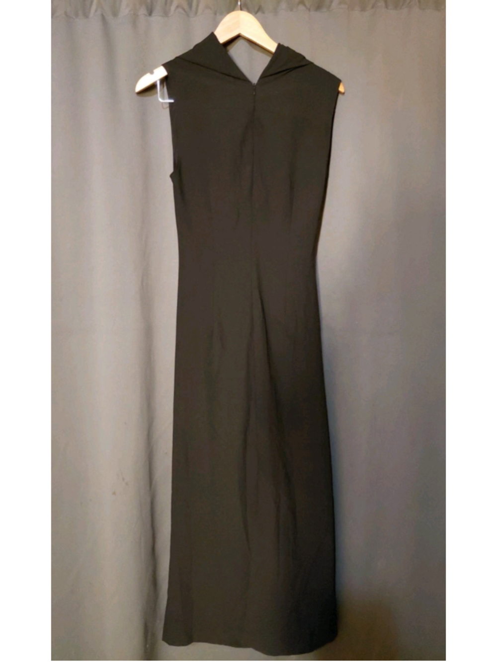 Zara Black High Neck Draped Classic Chic Sleeveless Ankle Maxi Dress Medium NWT - Picture 5 of 8
